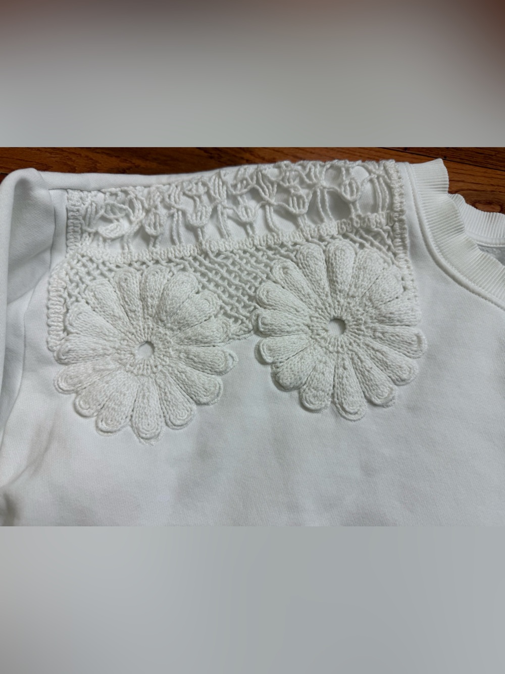American Eagle Embroidered Crochet Floral Crewneck - Picture 3 of 7